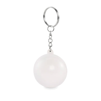 Llavero con bola antiestrés blanca