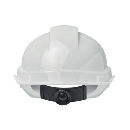 Vista frontal superior de casco blanco de ABS 