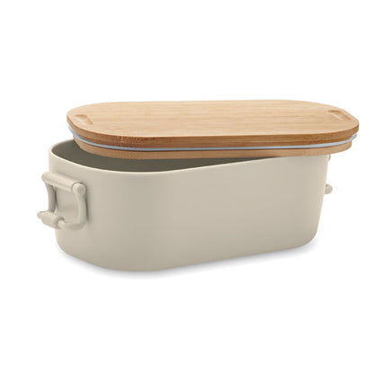 Tupper ecológico con tapa de bambú para alimentos.