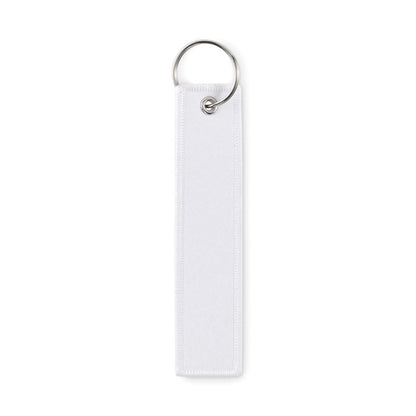Llavero rectangular blanco de poliéster