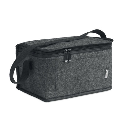 Nevera portátil de fieltro gris oscuro con asa