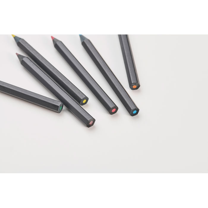 NEGRO - Estuche con 6 lápices de color