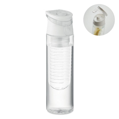Botella transparente con accesorios: infusor y tapón