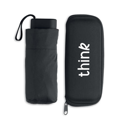 paraguas plegable negro personalizado en estuche de transporte