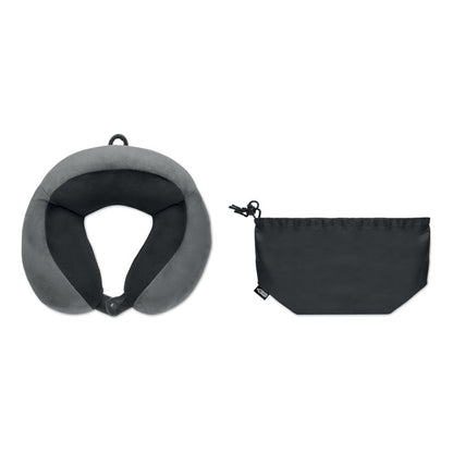 Almohada grisde viaje con funda