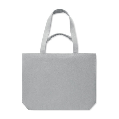 Bolsa de la compra rectangular de lona gris con asas cortas y largas