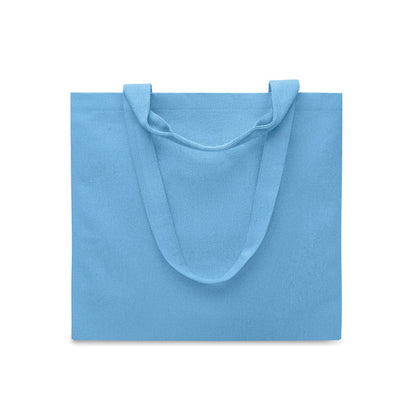 Totebag de algodón azul con asas largas y cortas