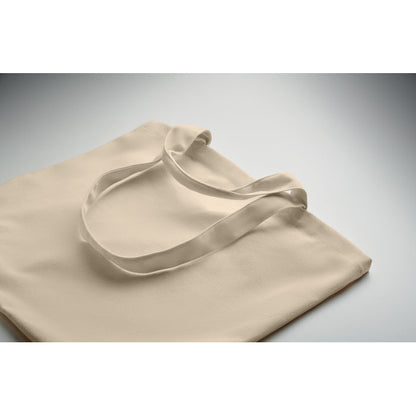 Bolsa de la compra beige de algodón con asas largas y cortas