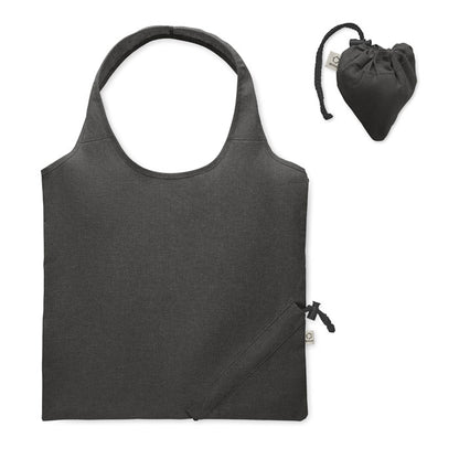 Bolsa de la compra plegable de algodón reciclado preconsumo color negro