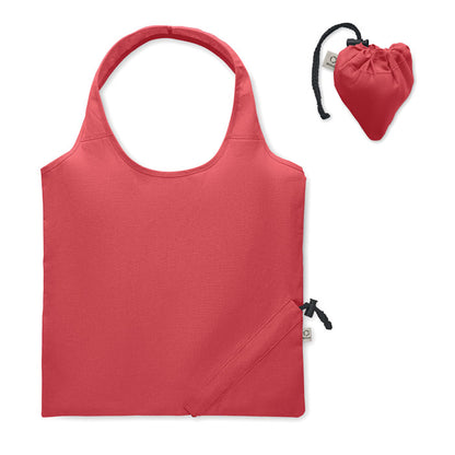 Bolsa de la compra plegable de algodón reciclado preconsumo color rojo