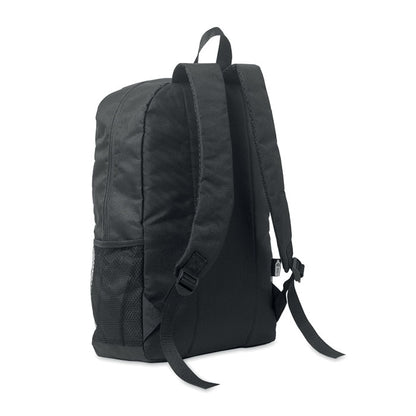 Trasera de espalda y asas acolchadas de mochila deportiva negra