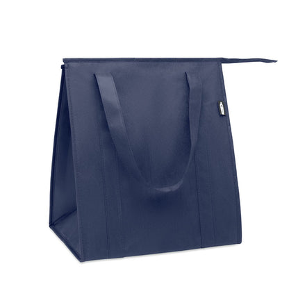 Bolsa nevera isotérmica azul marino con cremallera y asas cortas