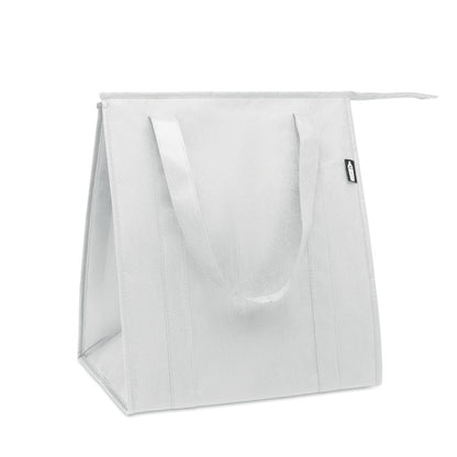 Bolsa nevera isotérmica blanca con cremallera y asas cortas