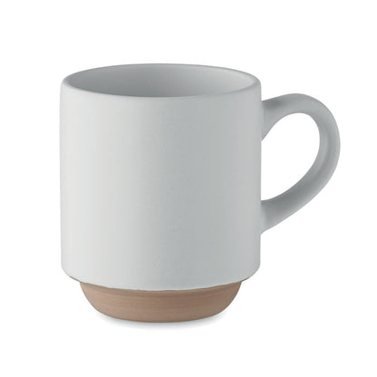 Mug apilable de cerámica blanca