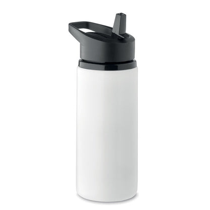 Botella blanca de acero con asa y pajita