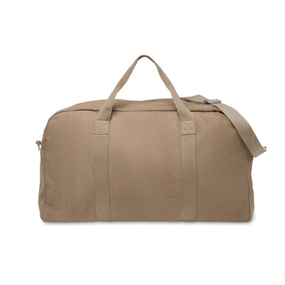Bolsa de deporte beige de  tejido reciclado  con correa de algodón ajustable y desmontable y asas de mano