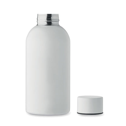 Bidón de acero blanco inox. reciclado y tapón al lado