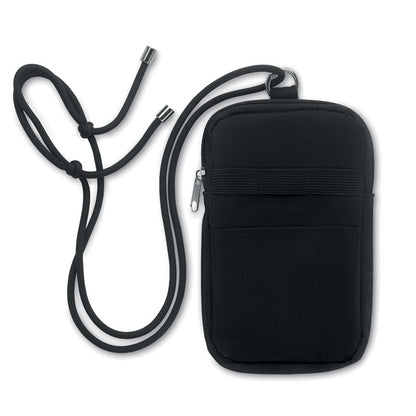 Bolso bandolera negra para teléfono móvil con cierre cremallera
