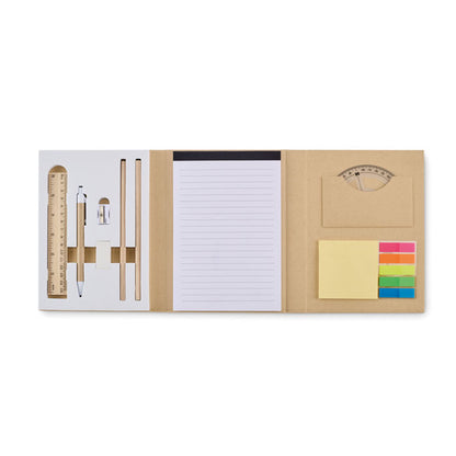 Set de papelería en carpeta de cartón