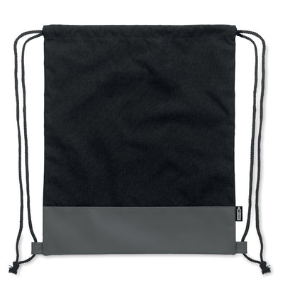 Mochila con cierre de cordones de poliéster de color negro y gris