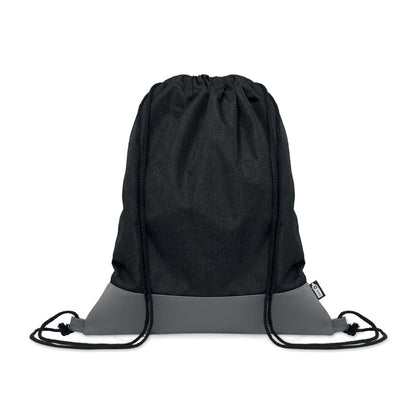 Mochila de cuerdas de poliéster de color negro con parte inferior de color gris