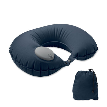 Almohada inflable de viaje en tejido  con inflador incorporado y sistema de vaciado y bolsa de transporte