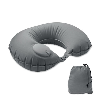 Almohada inflable ergonómica con textura lisa y bordes redondeados