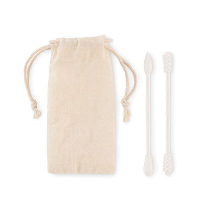 Set de saco de algodón con 2 bastoncillo de oídoss