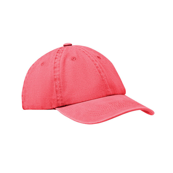 BEAU - Gorra de 6 paneles 265 gr/m² color rojo, gorra de béisbol vintage con cierre ajustable.