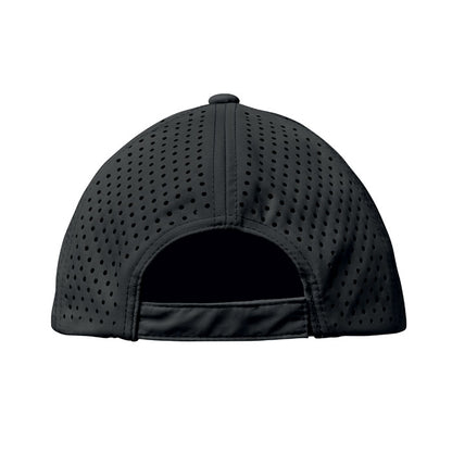 Vista trasera de cierre velcro de gorra negra