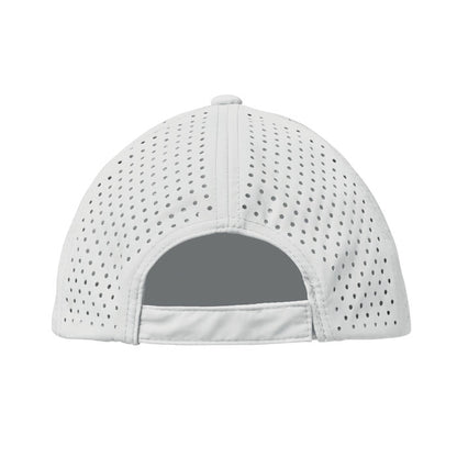 Vista trasera de cierre velcro de gorra blanca