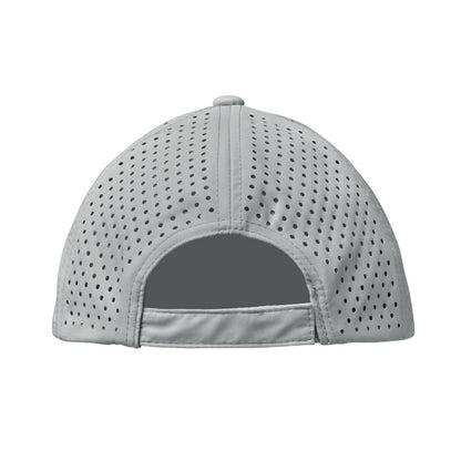 Vista trasera de cierre velcro de gorra gris
