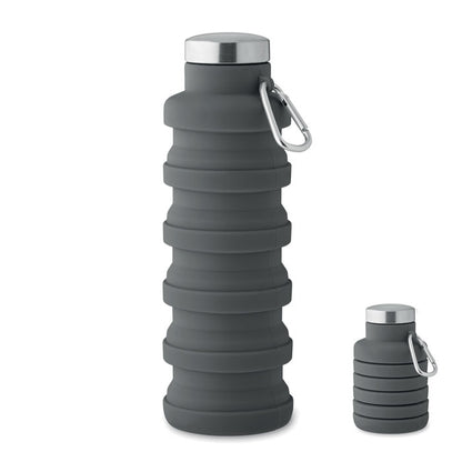 Botella plegable gris de silicona y acero