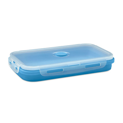 Recipiente para comida de silicona azul plegable con tapa