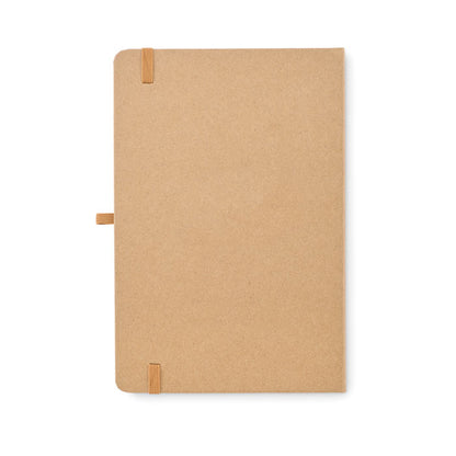 Vista trasera de tapa dura de cartón de libreta A5 