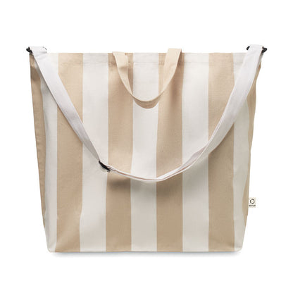 Bolsa de playa grande con rayas beige y 2 asas