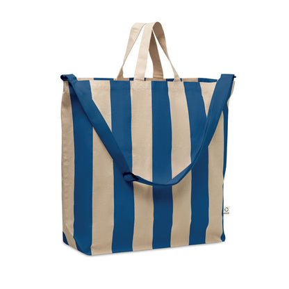 Bolsa de playa grande con rayas azules y 2 asas