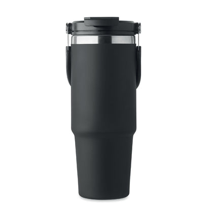 Vaso de acero inoxidable negro con tapa antifugas