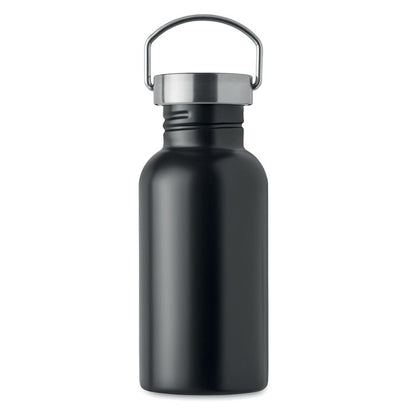  Botella pequeña negra de acero con asa