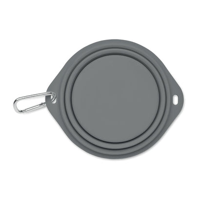 Comedero de mascotas de silicona gris plegado