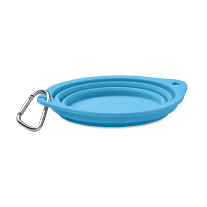 Comedero de silicona azul plegable