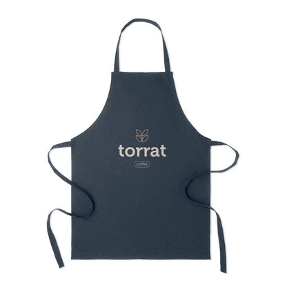 Delantal de cocina azul marino personalizado con logotipo