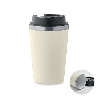 Vaso de interior cerámico exterior acero beige