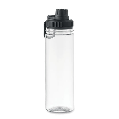 Botella RPET transparente con tapa negra