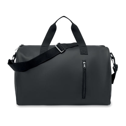 Bolsa de deporte de material engomado negro con bolsillo en parte frontal