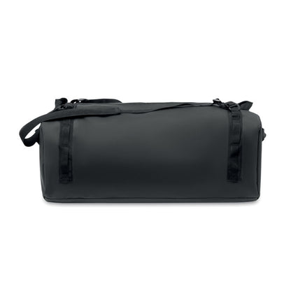 Bolsa de viaje de lona negra con cinta bandolera ajustable