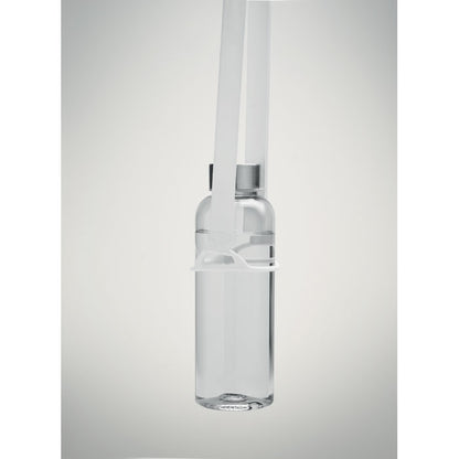 Botella en porta botellas con lanyard blanco