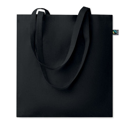 Bolsa de algodón Fairtrade negra con asas largas