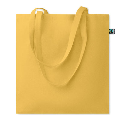Bolsa de algodón amarilla con asas largas