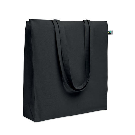 OSOLE++ COLOUR - Bolsa algodón Fairtrade 180 gr en color negro con asas largas y fuelle.